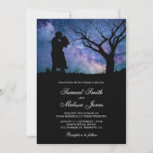 Blue Galaxy Romantic Couple Silhouette Wedding Kaart (Voorkant)