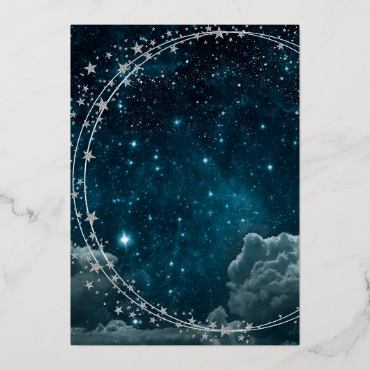 Blue Galaxy Sky Bruiloft Veilig de datum Folie Uitnodiging (Achterkant)
