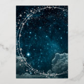 Blue Galaxy Sky Wedding Bewaar de datum Folie Uitnodiging (Achterkant)