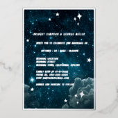Blue Galaxy Sky Wedding Zilver Folie Uitnodiging (Voorkant)