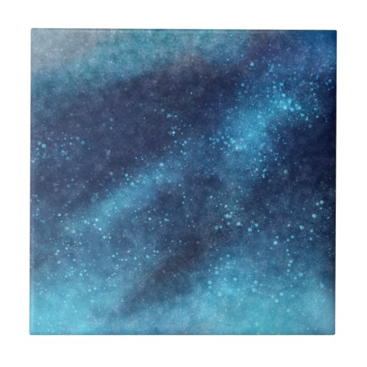 Blue Galaxy Sparkle Abstract Tegeltje (Voorkant)