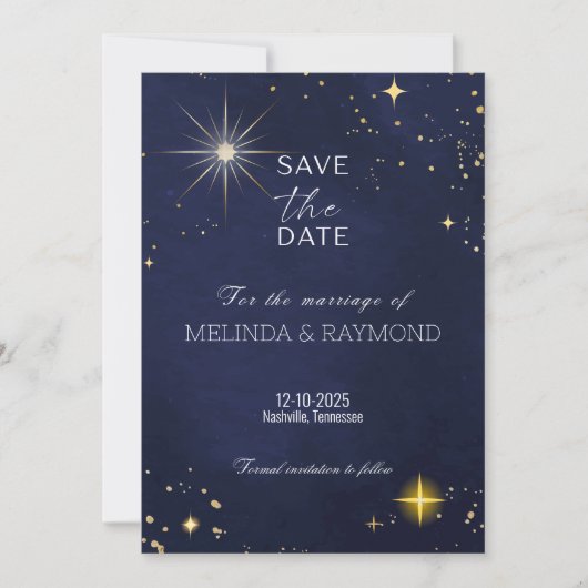 Blue Galaxy Star Enregistrer la date Carte Mariage (Devant)
