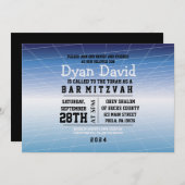 Blue GAMER JEU DIGITAL Bar Mitzvah Invitation (Devant / Derrière)