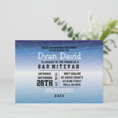 Blue GAMER JEU DIGITAL Bar Mitzvah Invitation (Debout devant)
