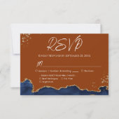 Blue Gand Orange Agate Wedding RSVP (Devant)
