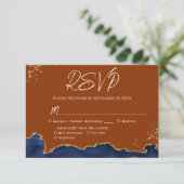 Blue Gand Orange Agate Wedding RSVP (Debout devant)