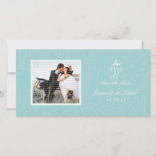 Blue Ganesha Photo Save the Date Cards (Devant)