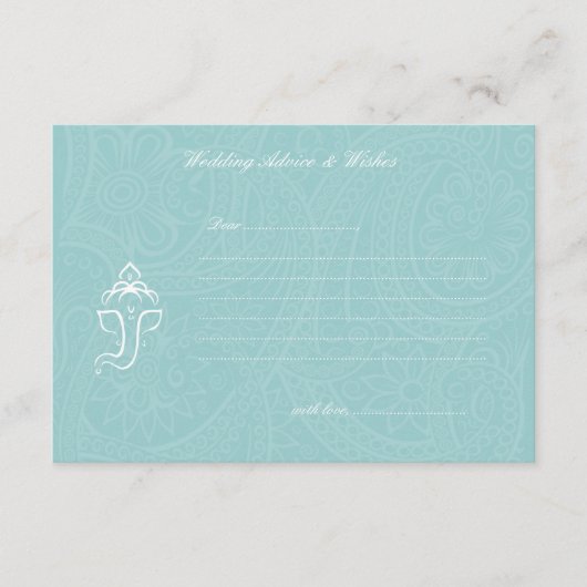 Blue Ganesha Wedding Advice & Wishes Kaarten (Voorkant)