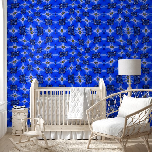 Blue Garden Anemone Pattern Behang (Kinderen)