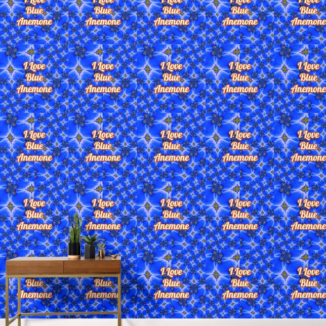 Blue Garden Anemone Pattern Behang (Hal)