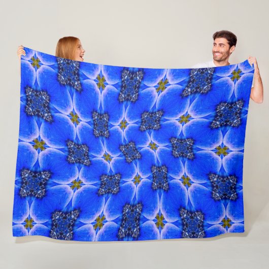 Blue Garden Anemone Pattern Fleece Deken (In situ)
