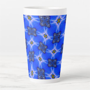 Blue Garden Anemone Pattern Latte Mok