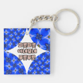 Blue Garden Anemone Pattern Sleutelhanger (Achterkant)