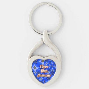 Blue Garden Anemone Pattern Sleutelhanger