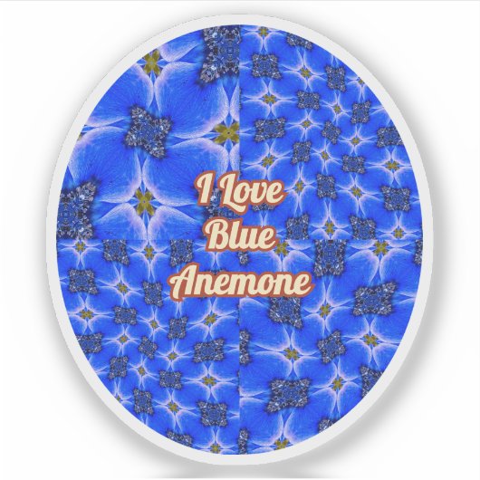 Blue Garden Anemone Pattern Sticker (Voorkant)