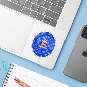 Blue Garden Anemone Pattern Sticker (Laptop met iPhone)