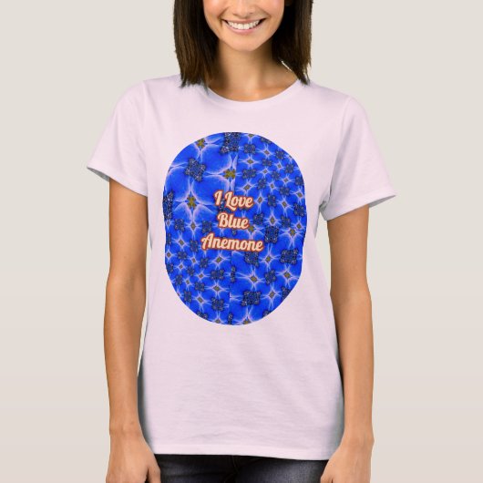 Blue Garden Anemone Pattern T-shirt (Voorkant)