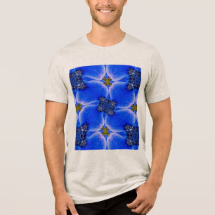 Blue Garden Anemone Pattern Tri-Blend Shirt
