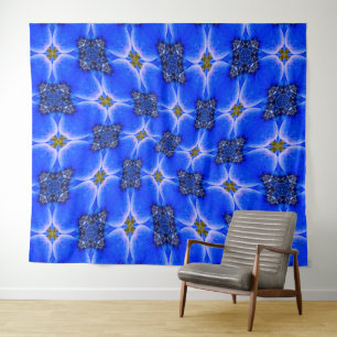 Blue Garden Anemone Pattern Wandkleed