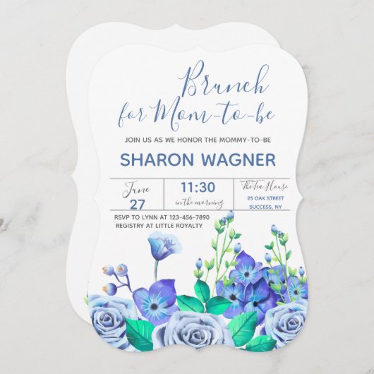 Blue Garden Flowers Uitnodiging (Voorkant / Achterkant)