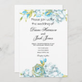 Blue Garden Flowers Wedding Kaart (Voorkant / Achterkant)