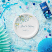 Blue Garden Flowers Wedding Papieren Bordje (Feest)