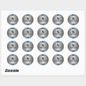 Blue Garden Soirée Metallic Silver Ronde Sticker (Vel)