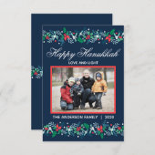 Blue Garland Hanukkah - 3x5 Flat Kaart (Voorkant / Achterkant)