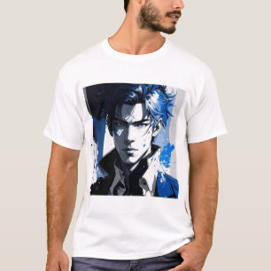 Blue Gaze – gestileerd portret in verf en beweging T-shirt