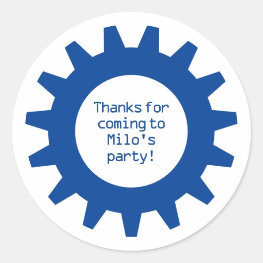 Blue Gear verjaardagsfeestje dank u Stickers (Voorkant)