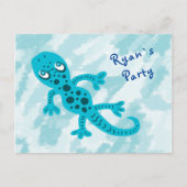 Blue Gecko Anniversaire Fête Invitation Carte post (Devant)
