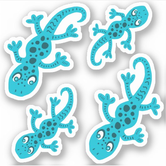 Blue Gecko Lizard Drawing Kinder Sticker (Voorkant)