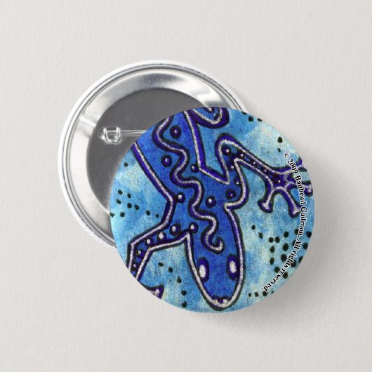 Blue Gecko Round Button (Voorkant /achterkant)