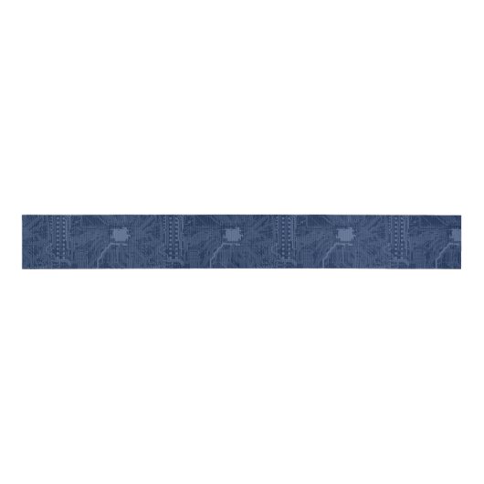 Blue Geek Motherboard Circuit Patroon Grosgrain Lint (Voorkant)