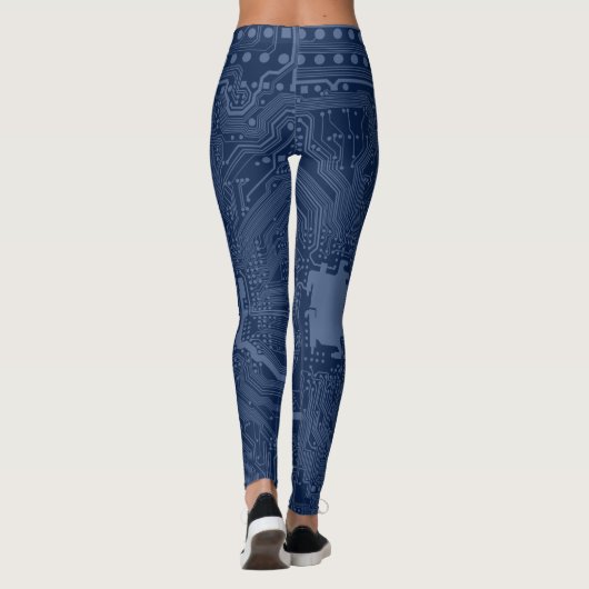 Blue Geek Motherboard Circuit Patroon Leggings (Achterkant)