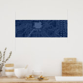 Blue Geek Motherboard Circuit Patroon Poster (Keuken)