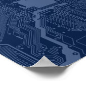 Blue Geek Motherboard Circuit Patroon Poster (Hoek)