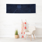 Blue Geek Motherboard Circuit Patroon Spandoek (Insitu)