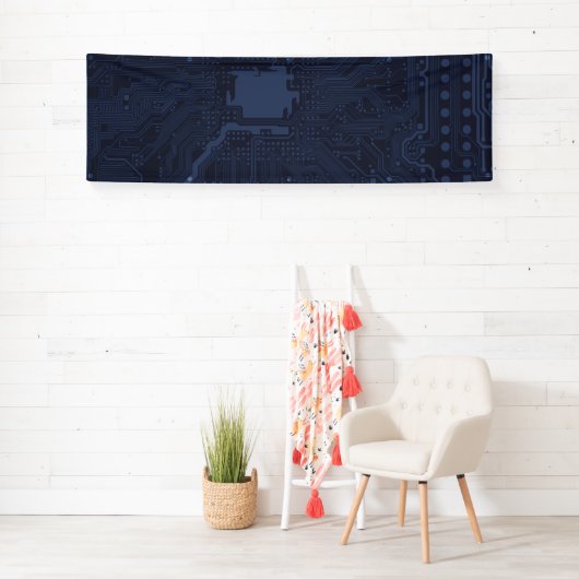 Blue Geek Motherboard Circuit Patroon Spandoek (Insitu)
