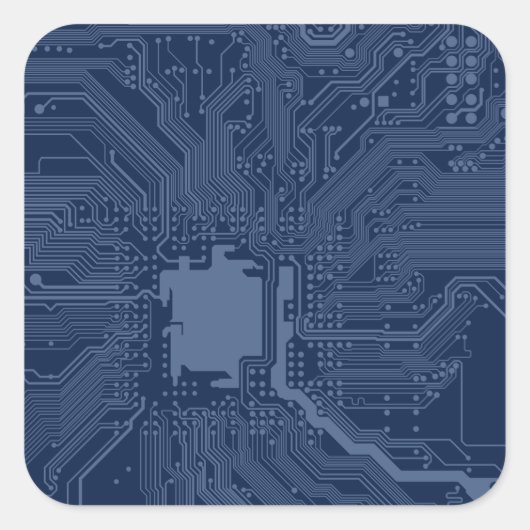 Blue Geek Motherboard Circuit Patroon Vierkante Sticker (Voorkant)
