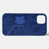 Blue Geek Motherboard Patroon Case-Mate iPhone Case (Achterkant (horizontaal))