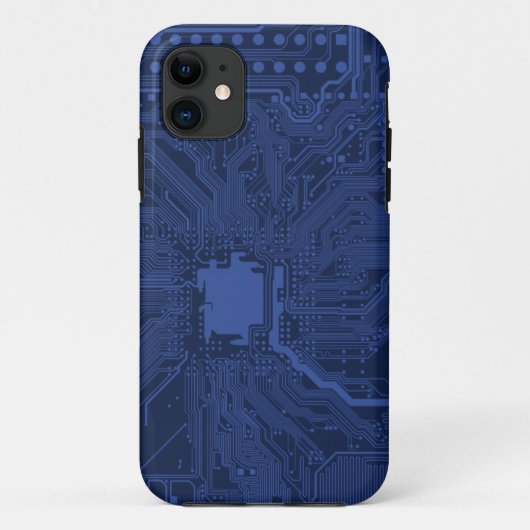 Blue Geek Motherboard Patroon Case-Mate iPhone Case (Achterkant)