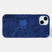 Blue Geek Motherboard Patroon Case-Mate iPhone Case (Achterkant (horizontaal))