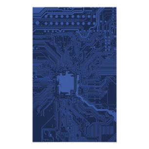 Blue Geek Motherboard Patroon Foto Afdruk
