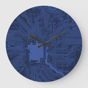 Blue Geek Motherboard Patroon Grote Klok