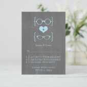 Blue Geeky Glasses Chalkboard Response Kaart (Staand voorkant)