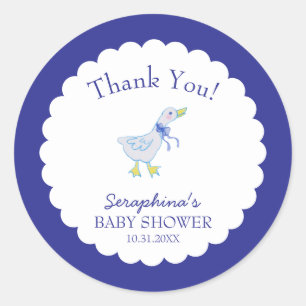 Blue Gekke Goose Baby shower Dank u Ronde Sticker
