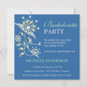 Blue Gems Floral Bachelorette Party Invitation (Devant)