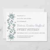 Blue Gems Floral Party Invitation (Devant)