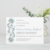Blue Gems Floral Party Invitation (Debout devant)